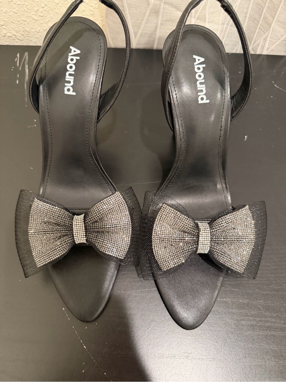 Abound Black Slingback Heels with Sparkling Bow Accent